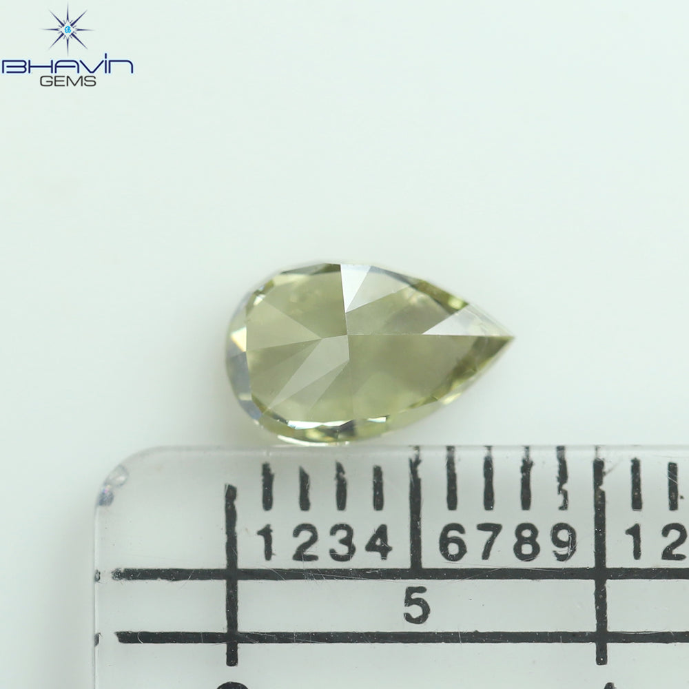 1.01 CT Pear Shape Natural Diamond Green Yellow Color SI1 Clarity (7.97 MM)