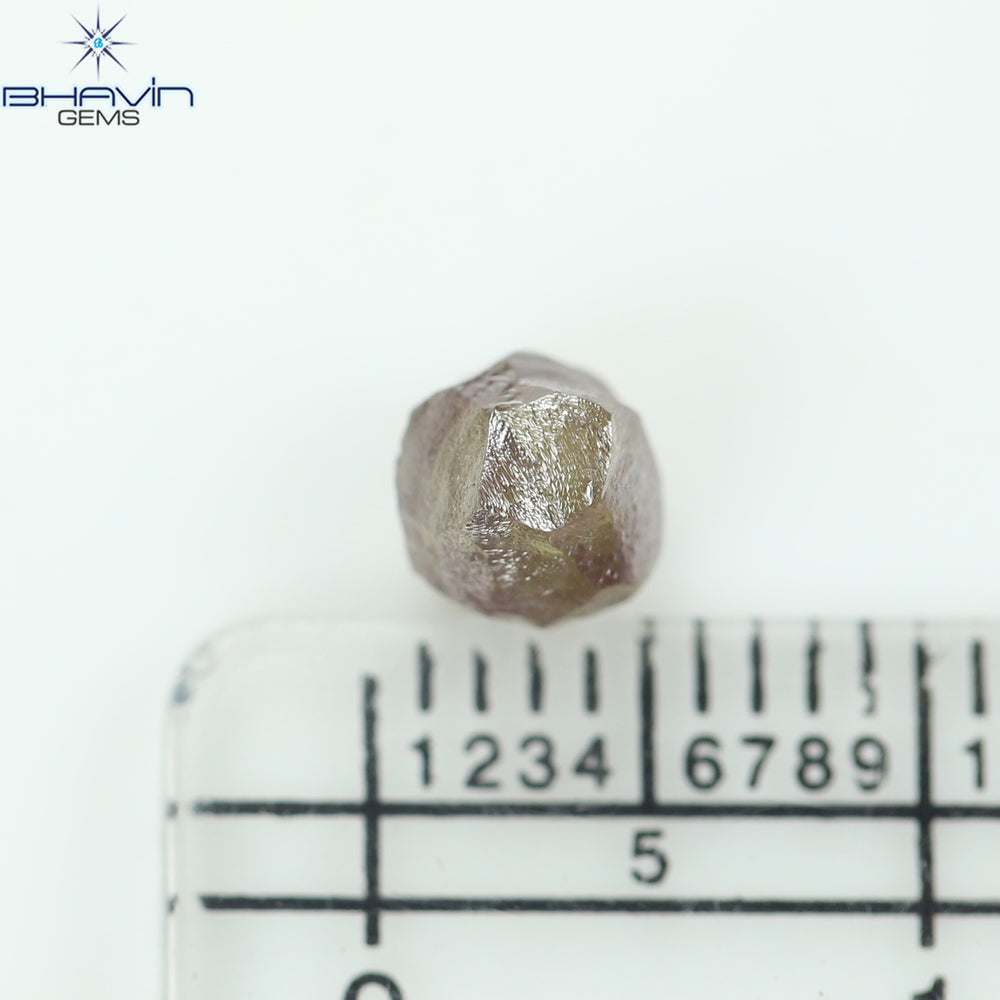 1.10 CT Rough Diamond Enhanced Brown Pink Color VS Clarity (4.65 MM)