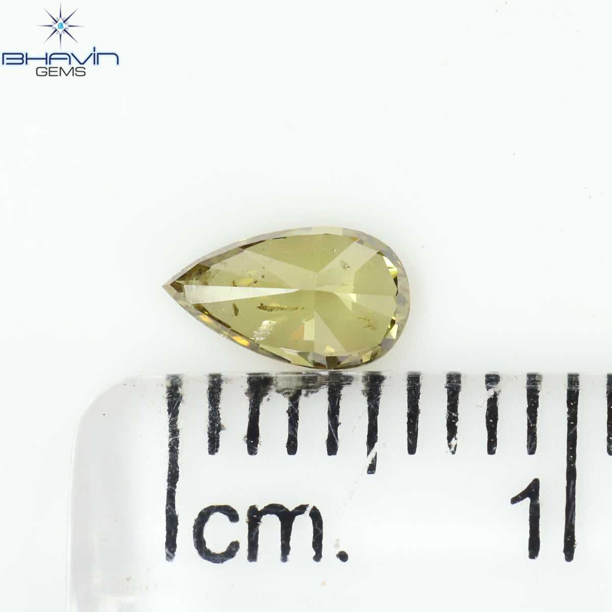 0.35 CT Natural Pear Diamond Green (Chameleon) Color Clarity SI2 (6.28 MM)