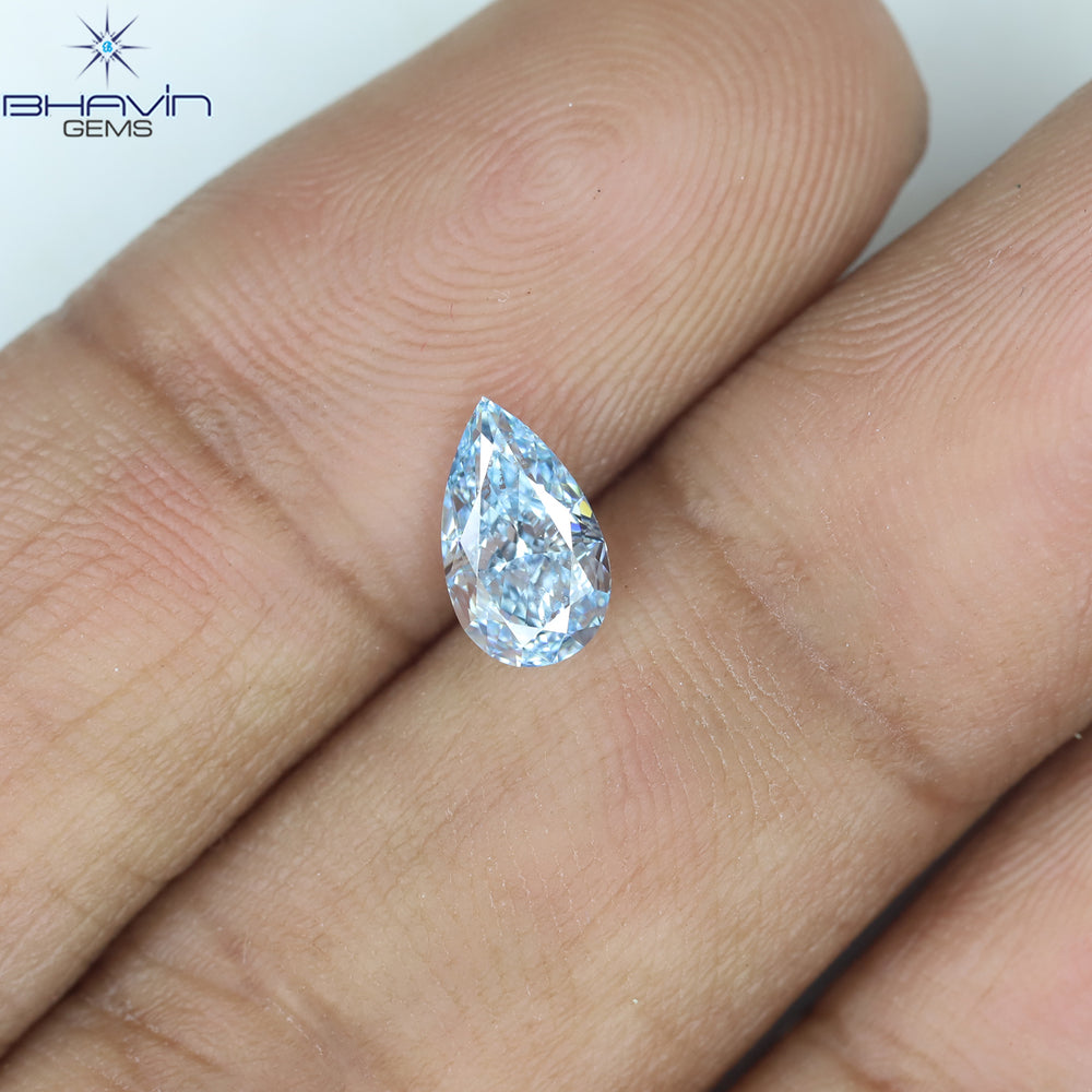 0.81 CT Pear Shape Natural Diamond Blue Color VS1 Clarity (7.68 MM)