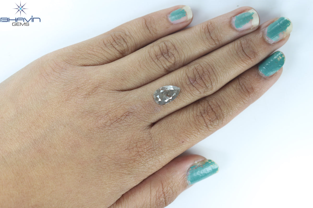 2.78 CT ペアシェイプ 天然ルースダイヤモンド ソルト＆ペッパーカラー I3 クラリティ (12.68 MM)
