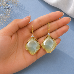 Natural Polki Slice Dangle Earrings Slice Drop Earrings Everyday Ethnic Jewelry