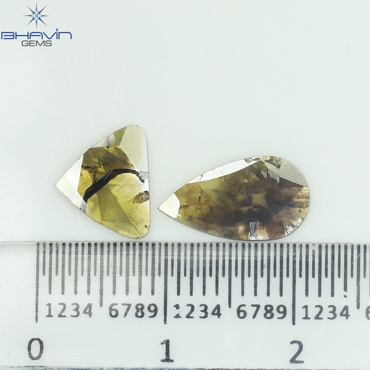 1.26 CT/2 Pcs Natural Pear Slice Diamond Brown Color Clarity I3 (11.95 MM)