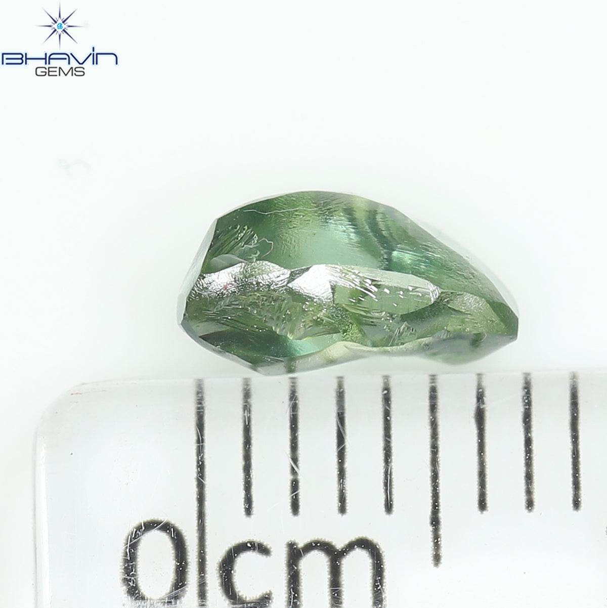 0.95 CT Natural Rough Diamond Enhanced Green Color Clarity VS (7.31 MM)
