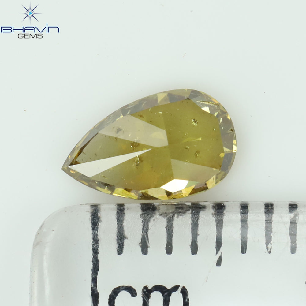 0.65 CT Pear Shape Natural Diamond Green (Chameleon) Color SI2 Clarity (4.20 MM)