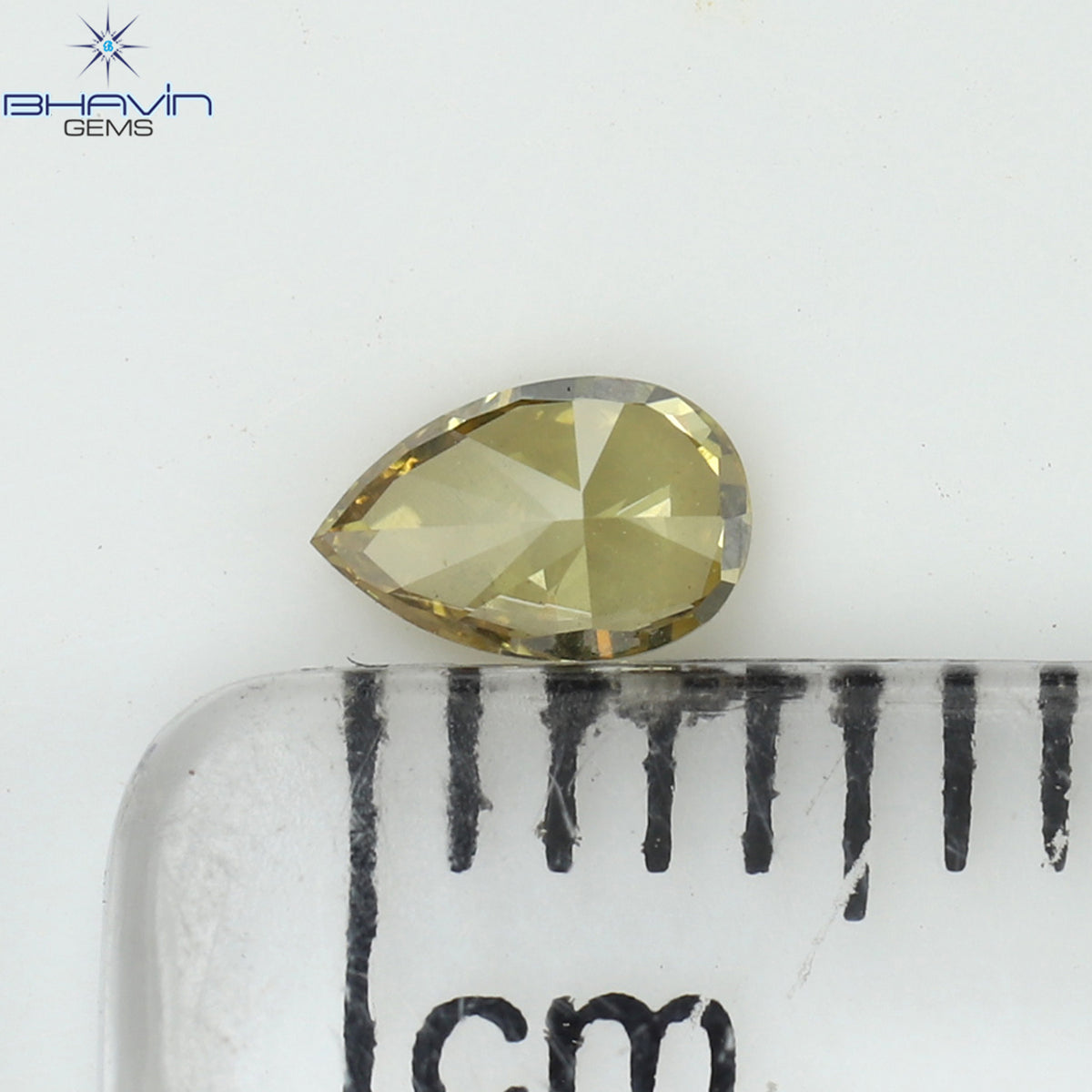 0.17 CT ペアシェイプ 天然ダイヤモンド グリーン（カメレオン）カラー VS2 クラリティ（4.14 MM）