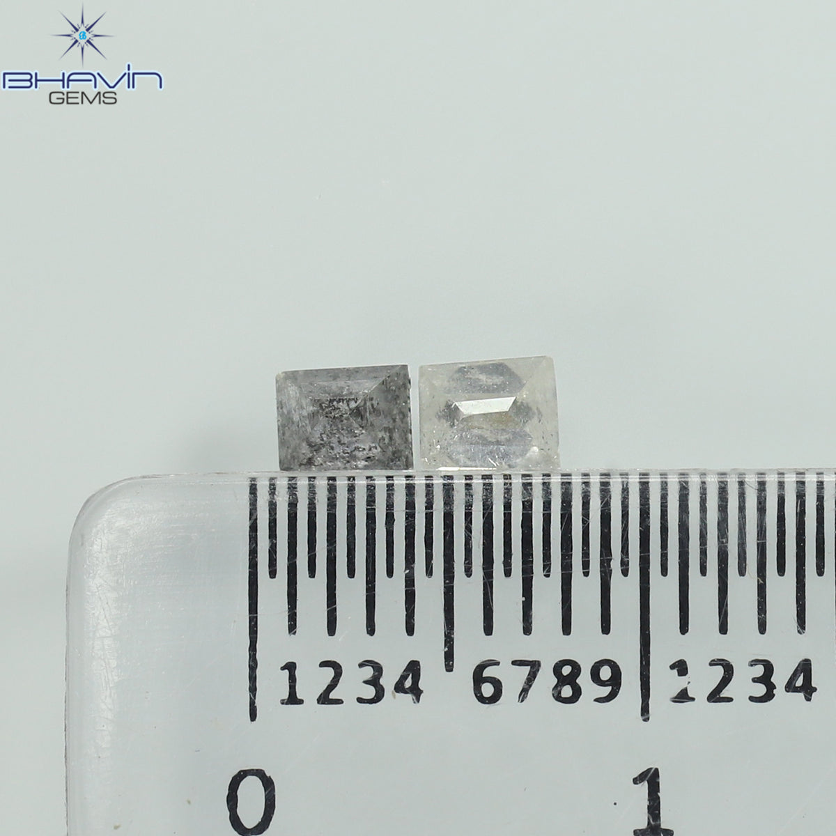 0.33 CT/2 Pcs Natural Square-Baguette Diamond Salt and Pepper Color Clarity I3 (3.57 MM)