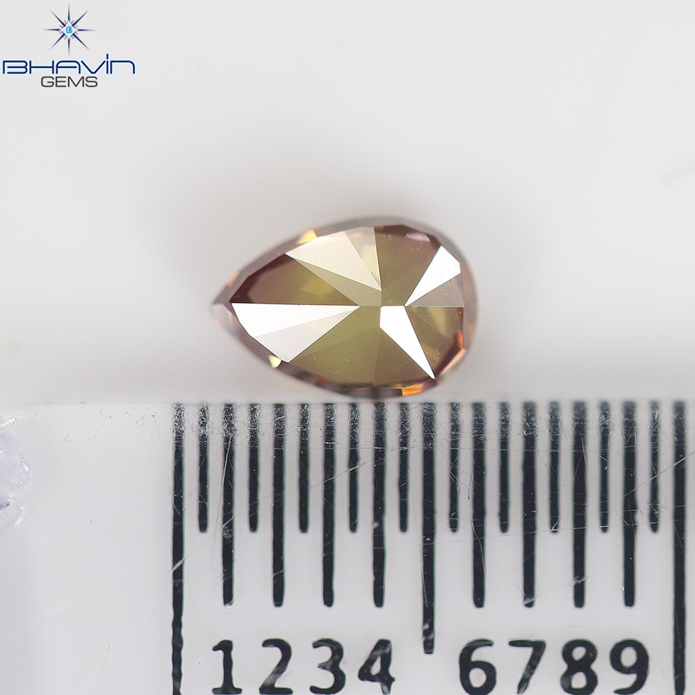 0.40 CT Natural Pear Diamond Enhanced Pink Color Clarity VS1 (5.39 MM)