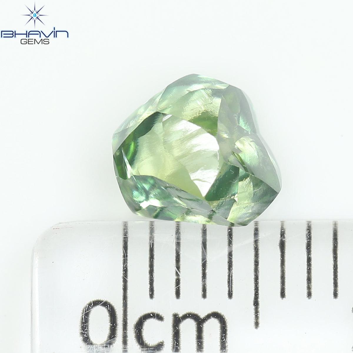 1.38 CT Natural Rough Diamond Enhanced Green Color Clarity VS (6.15 MM)