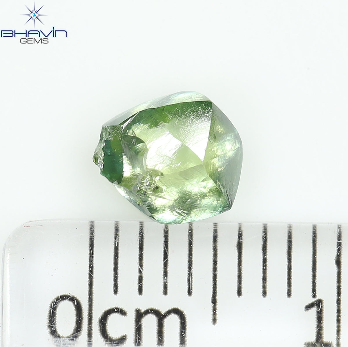 1.08 CT Natural Rough Diamond Enhanced Green Color Clarity VS (6.00 MM)