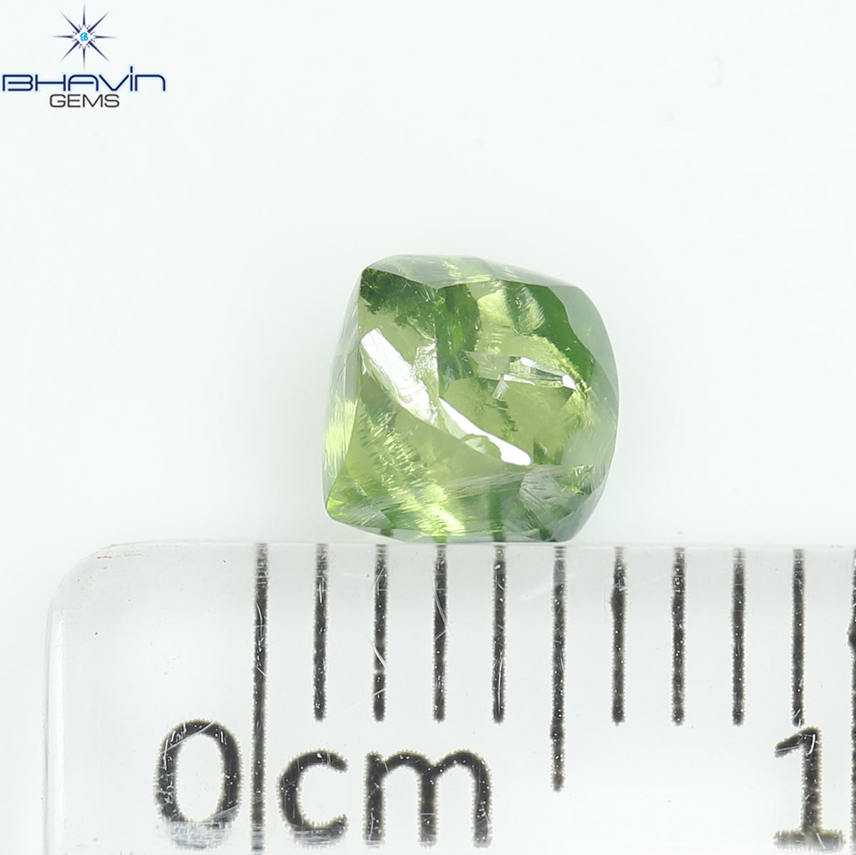 0.92 CT Natural Rough Diamond Enhanced Green Color Clarity VS (5.77 MM)