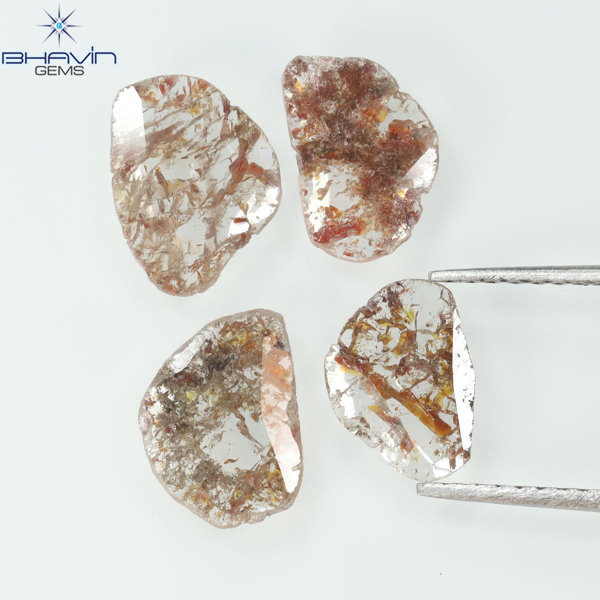 3.57 CT/5 ピース スライス シェイプ ナチュラル ルース ダイヤモンド ブラウン カラー I3 クラリティ (11.59 MM)