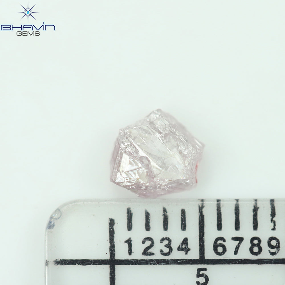 0.52 CT Rough Shape Natural Diamond Pink Color I1 Clarity (5.63 MM)