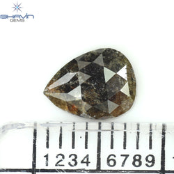 0.95 CT Pear Shape Natural Loose Diamond Salt And Pepper Color I3 Clarity (7.33 MM)