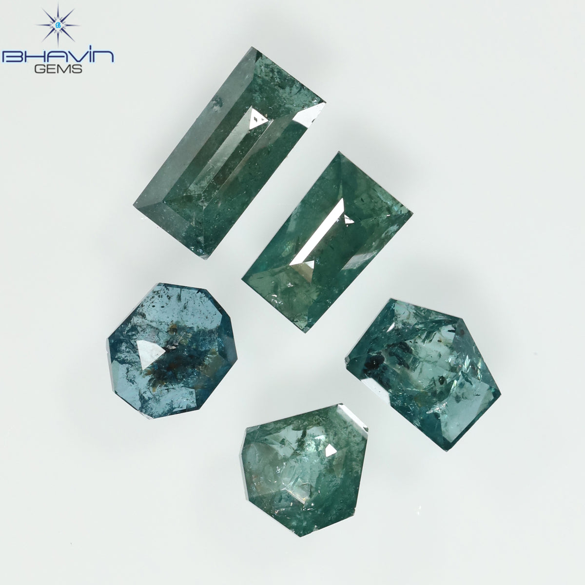 1.56 CT/5 Pcs Natural Mix Shape Diamond Enhanced Blue Color Clarity I3 (6.52 MM)