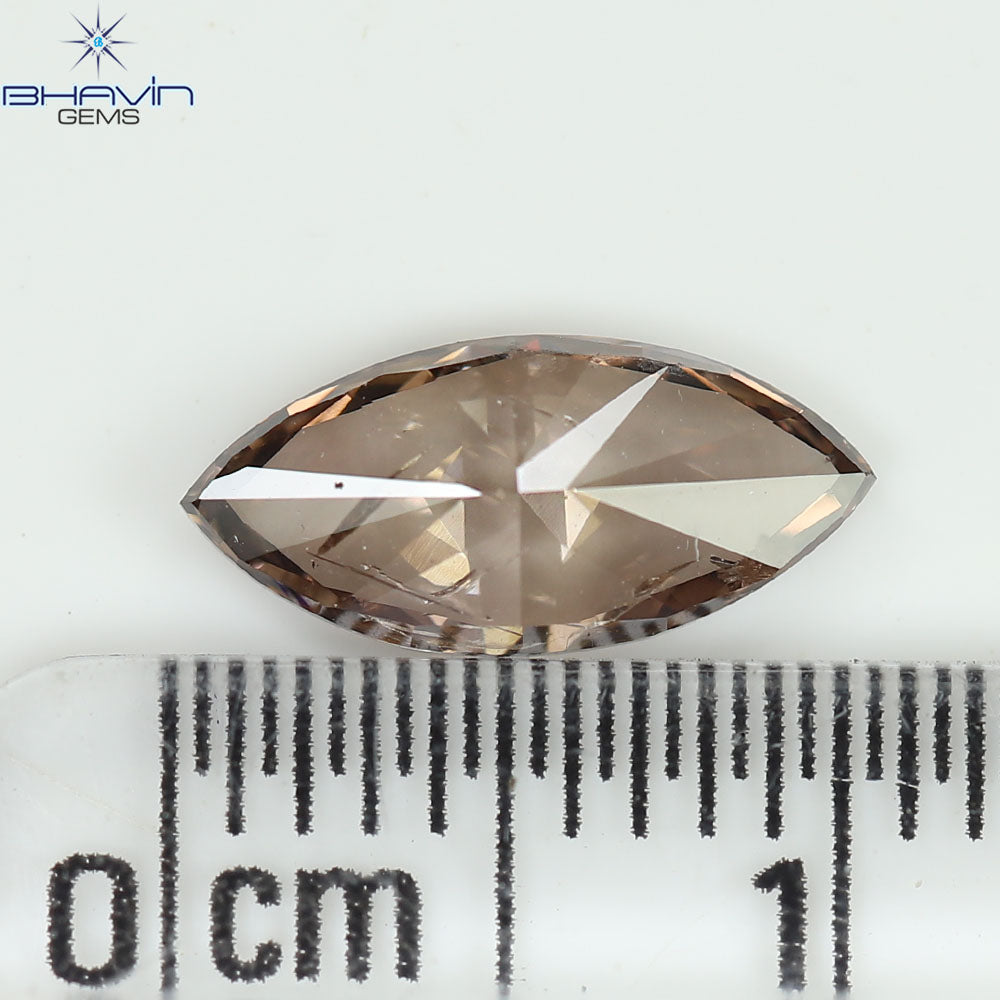 0.99 CT Marquise Diamond Natural Pinkish Brown Color I1 Clarity (10.33 MM)