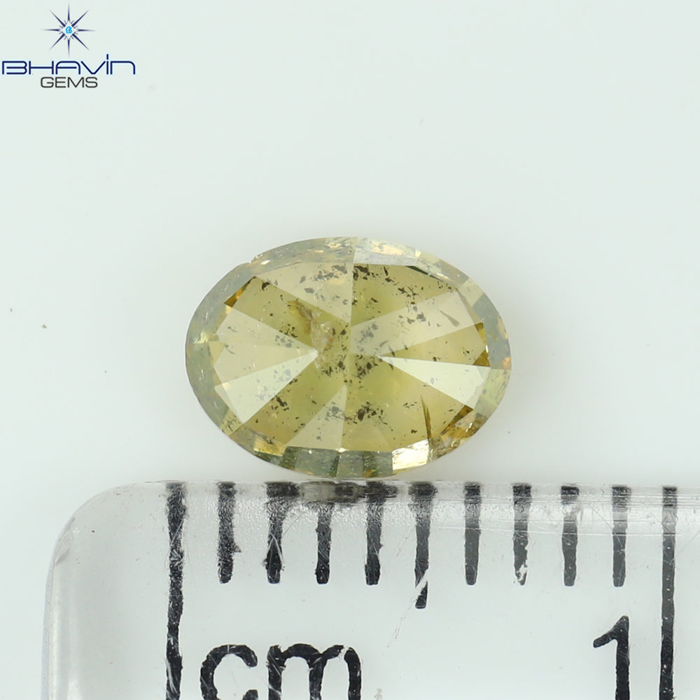 1.02 CT Oval Shape Natural Diamond Brown Yellow Color I3 Clarity (6.62 MM)