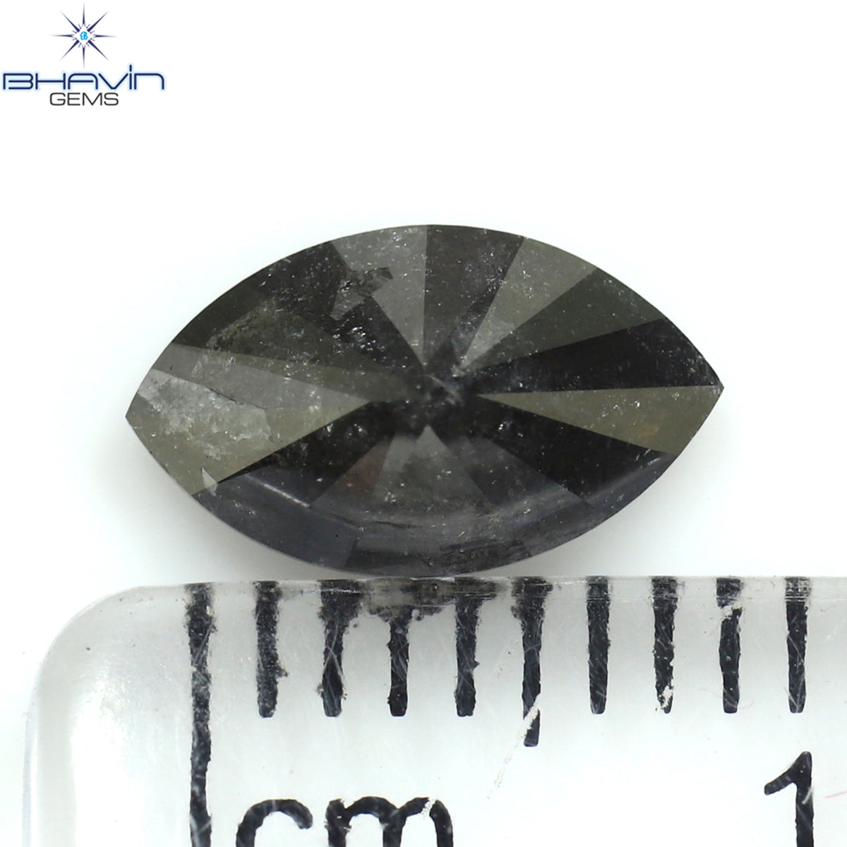 1.06 CT マーキスシェイプ 天然ルースダイヤモンド ブラック（ソルトアンドペッパー）カラー I3 クラリティ（9.08 MM）