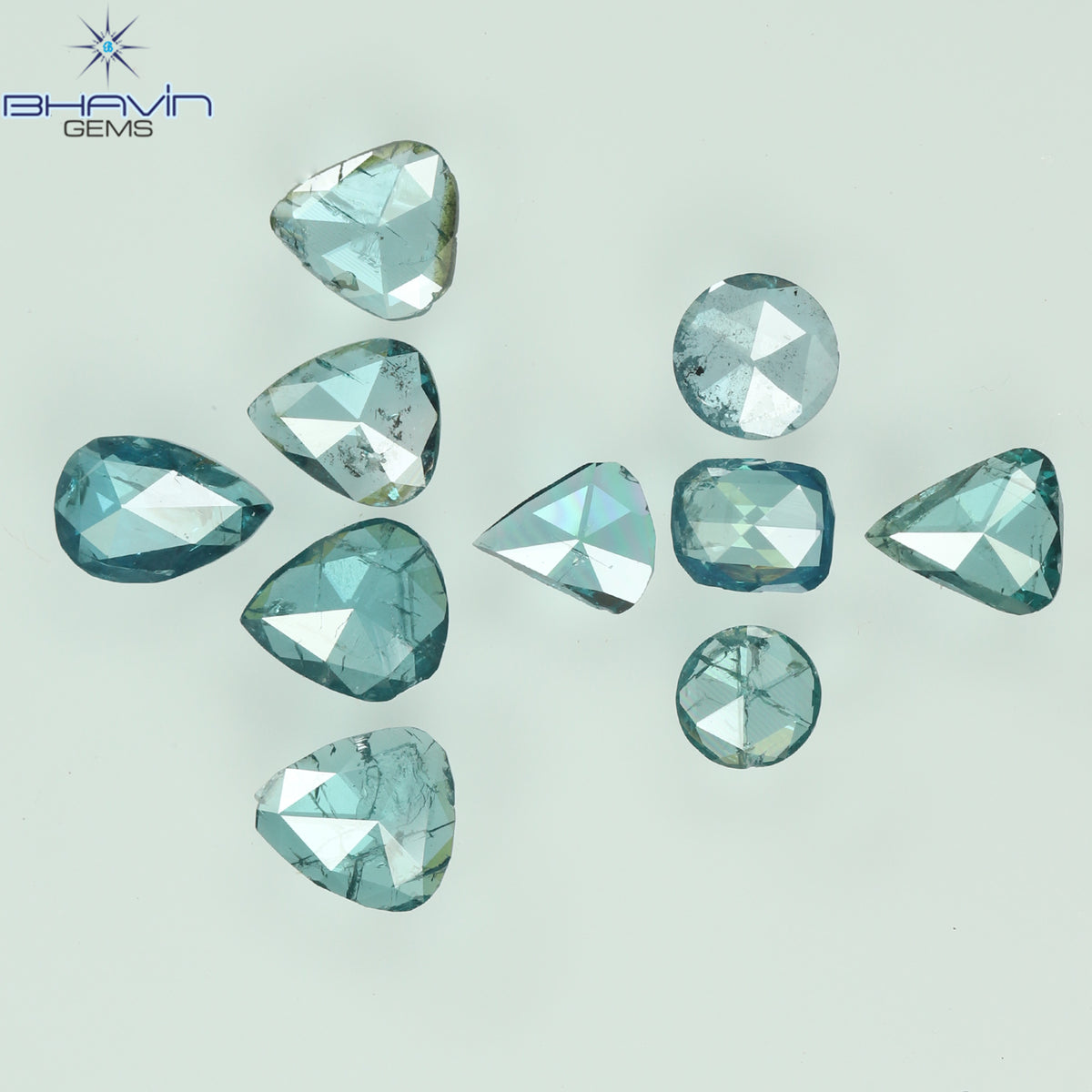 0.80 CT/10 Pcs Natural Mix Shape Diamond Enhanced Blue Color Clarity I1 (4.11 MM)