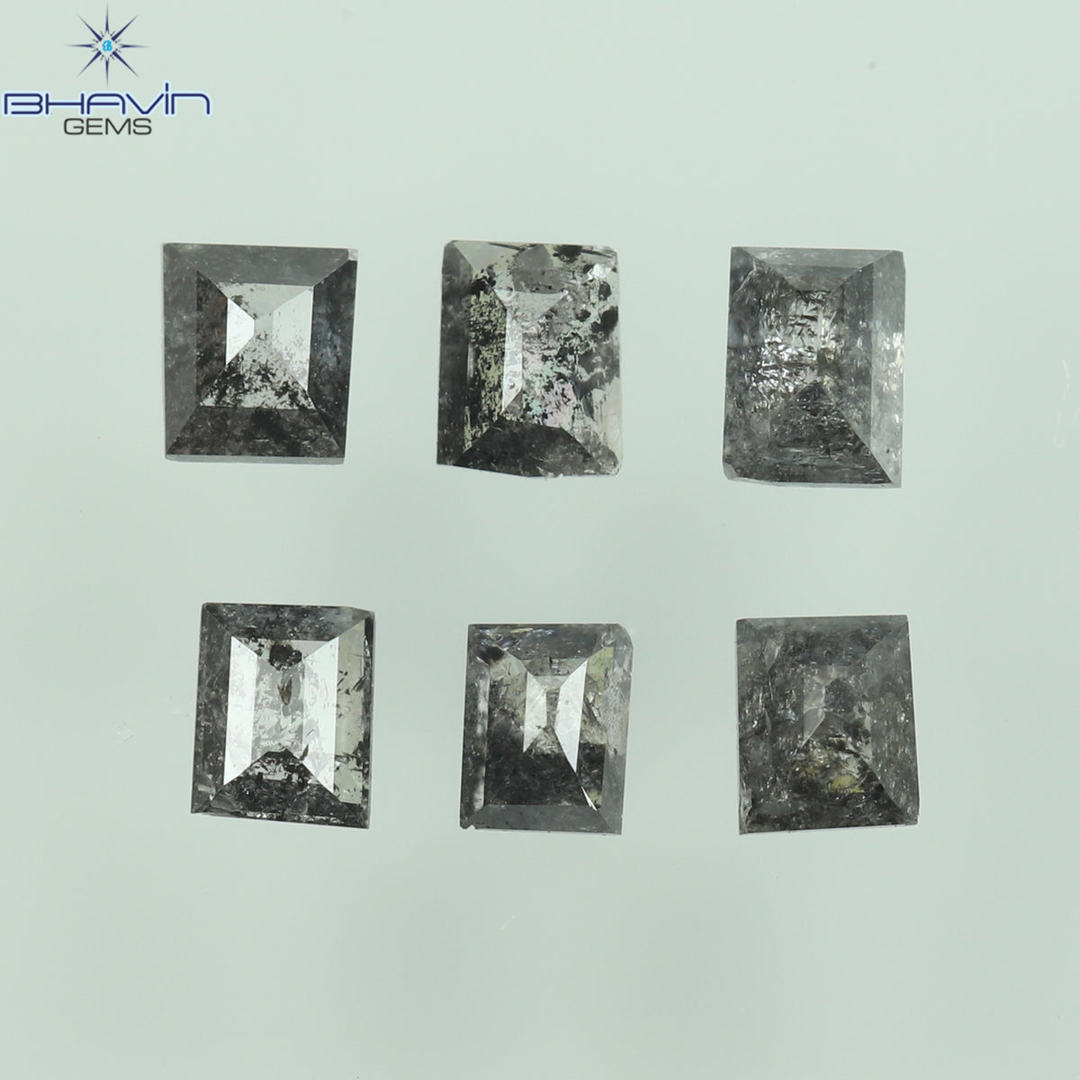0.31 CT/6 Pcs Natural Square Baguette Diamond Salt and Pepper Color Clarity I3 (2.53 MM)