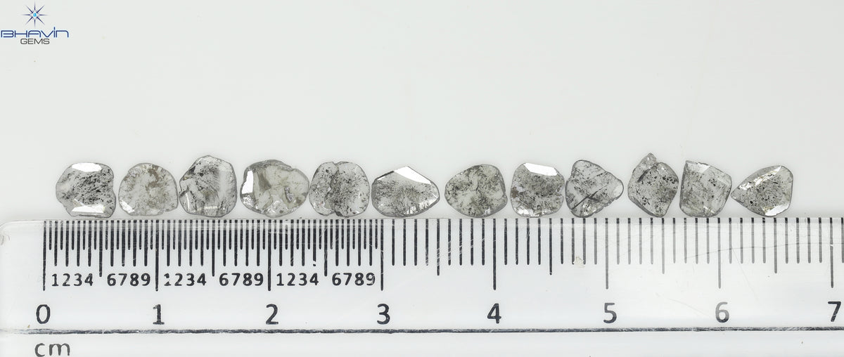 2.15 CT/12 Pcs Natural Slice Diamond Salt and Pepper Color Clarity I3 (6.10 MM)