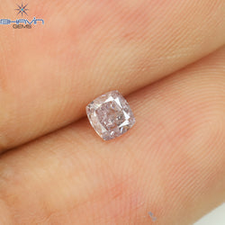 0.20  CT Cushion Shape Natural Diamond Pink Color SI2 Clarity (3.34 MM)