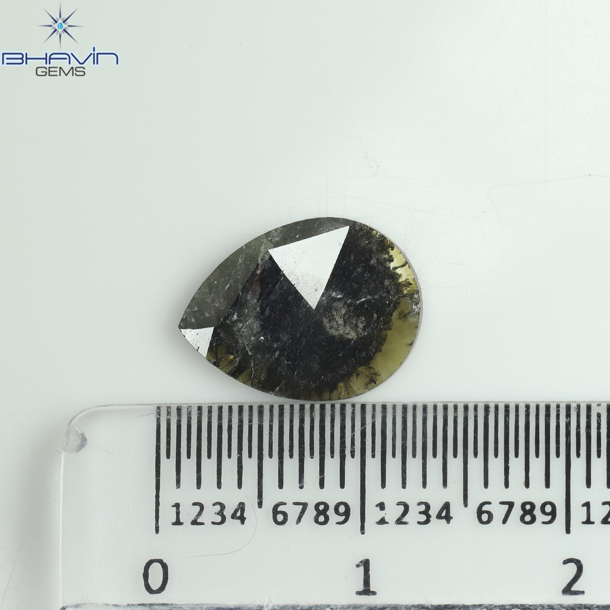 1.41 CT Natural Pear Slice Diamond Brown-Green Color Clarity I3 (11.95 MM)