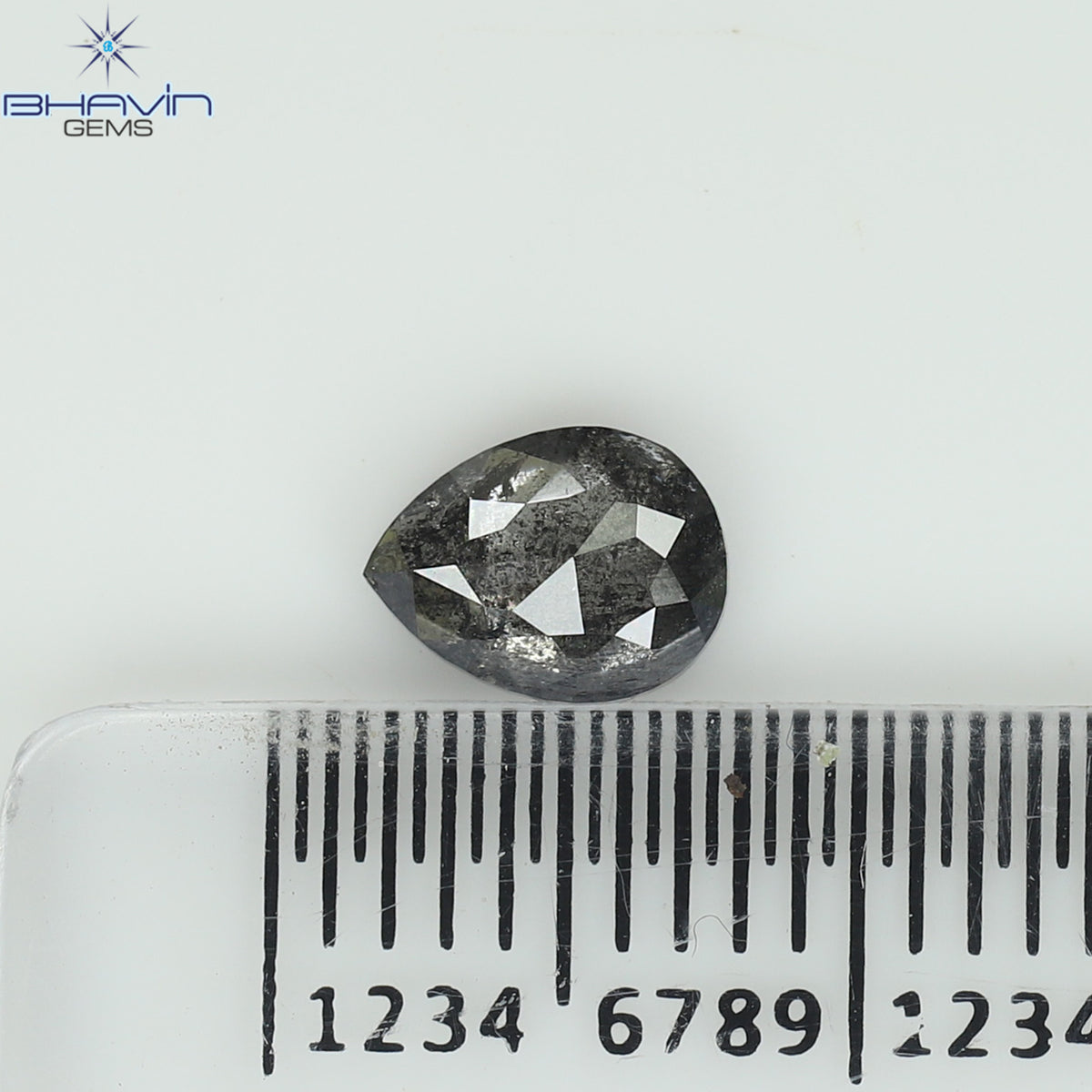 0.42 CT ペアシェイプ ナチュラル ルース ダイヤモンド ソルト アンド ペッパー カラー I3 クラリティ (5.62 MM)