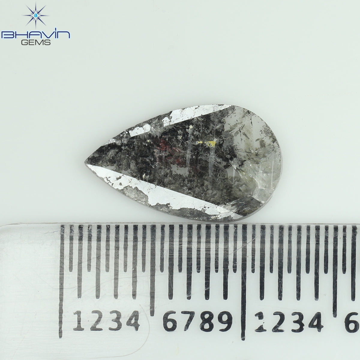 0.69 CT Natural Pear Slice Diamond Salt and Pepper Color Clarity I3 (10.85 MM)