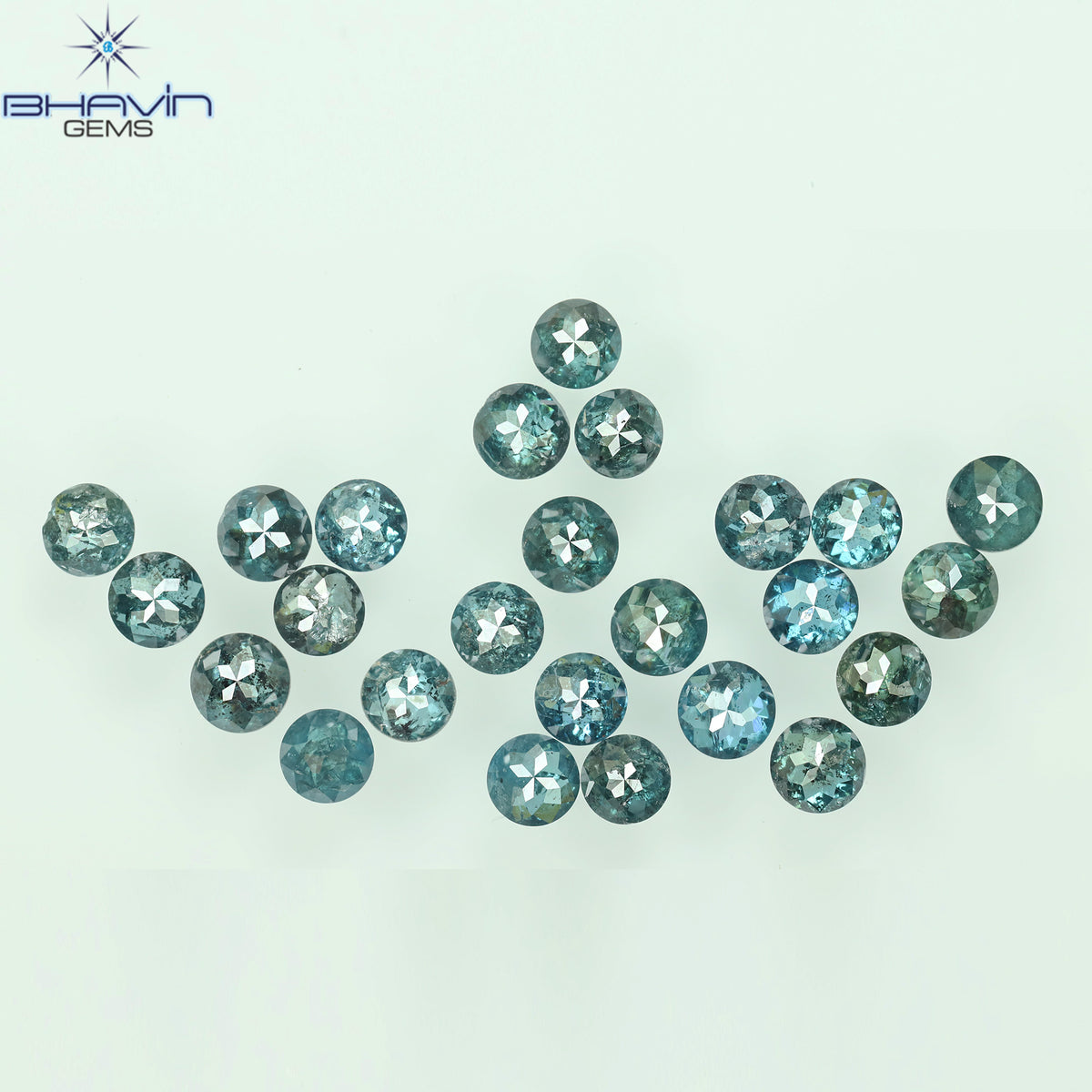 2.81 CT/25 Pcs Natural Round Rose Cut Diamond Enhanced Blue Color Clarity I3 (2.86 MM)