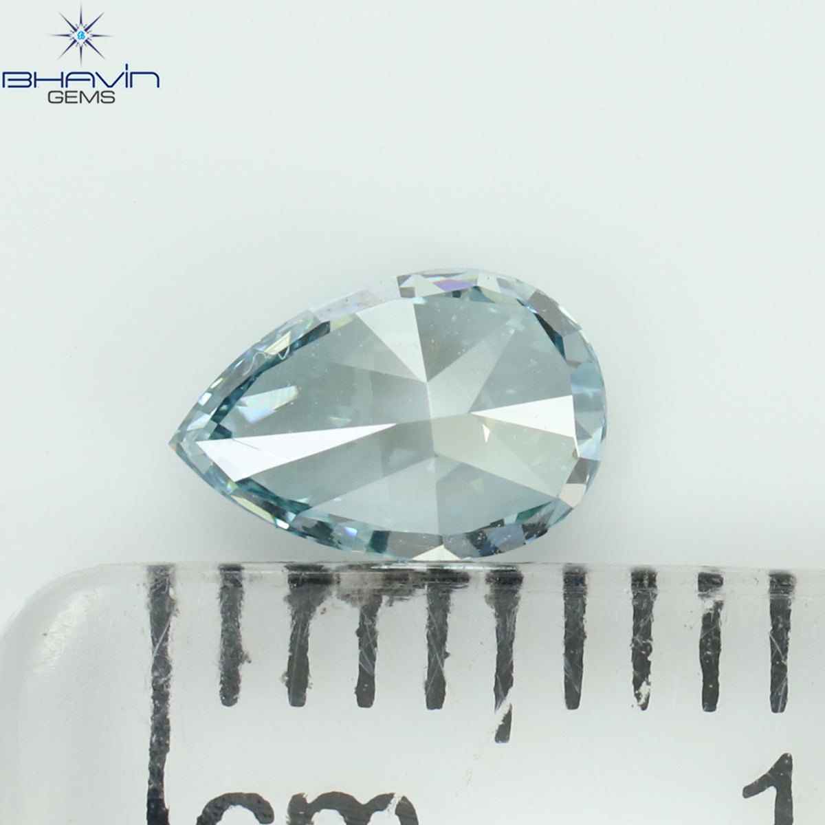 0.52 CT Natural Pear Diamond Enhanced Intense Blue Color Clarity VS1 (6.43 MM)
