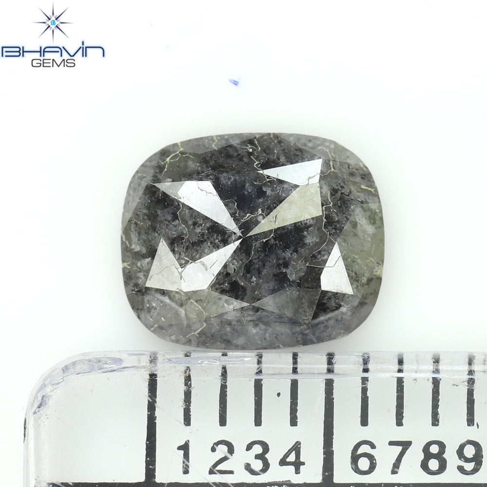 1.06 CT Cushion Shape Natural Diamond Salt And Papper Color I3 Clarity (7.47 MM)