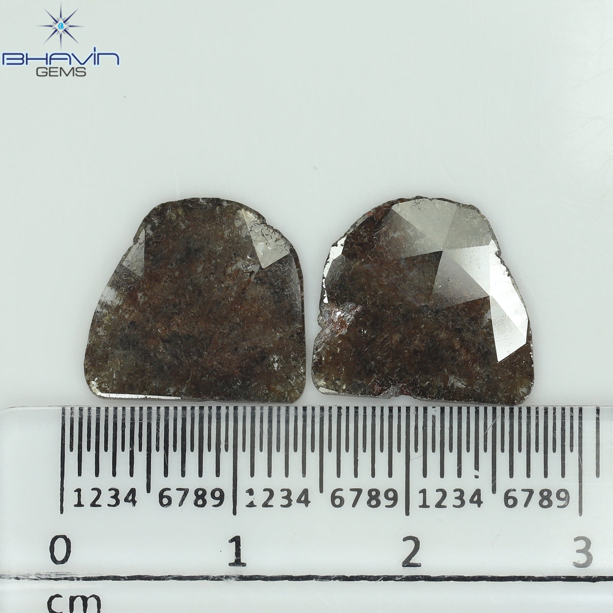 3.25 CT (2 個) ペアー スライス シェイプ ナチュラル ダイヤモンド ブラウン カラー I3 クラリティ (11.72 MM)