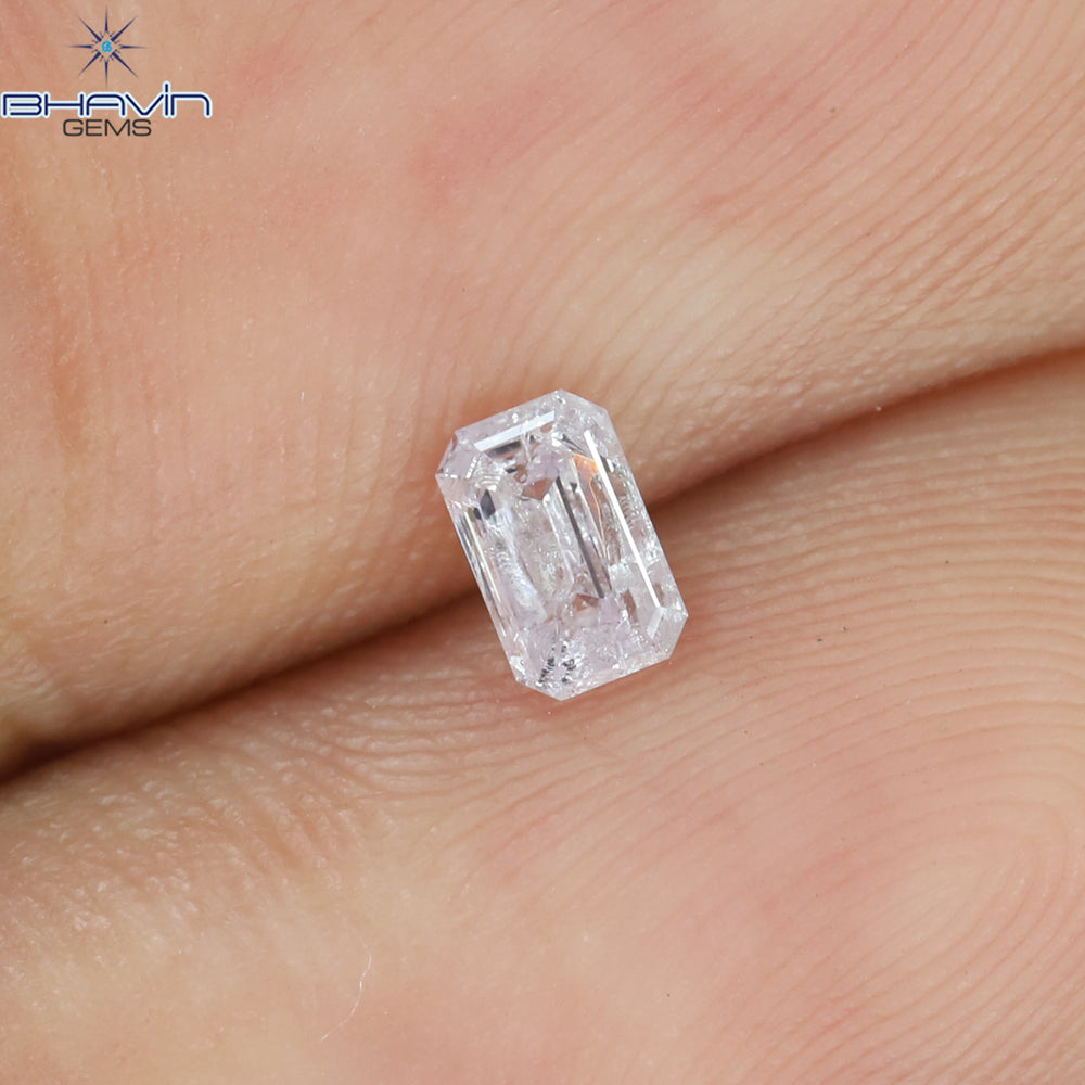0.20 CT Emerald Shape Natural Diamond Pink Color I2 Clarity (4.10 MM)