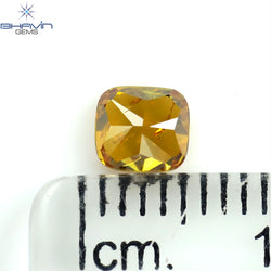 0.50 CT Cushion Shape Natural Diamond Orange Color I1 Clarity (4.67 MM)