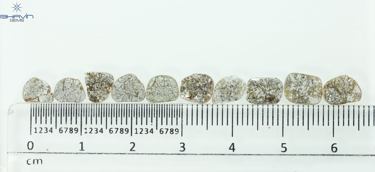 2.57 CT/10 Pcs Natural Slice Diamond Salt and Pepper Color Clarity I3 (6.03 MM)