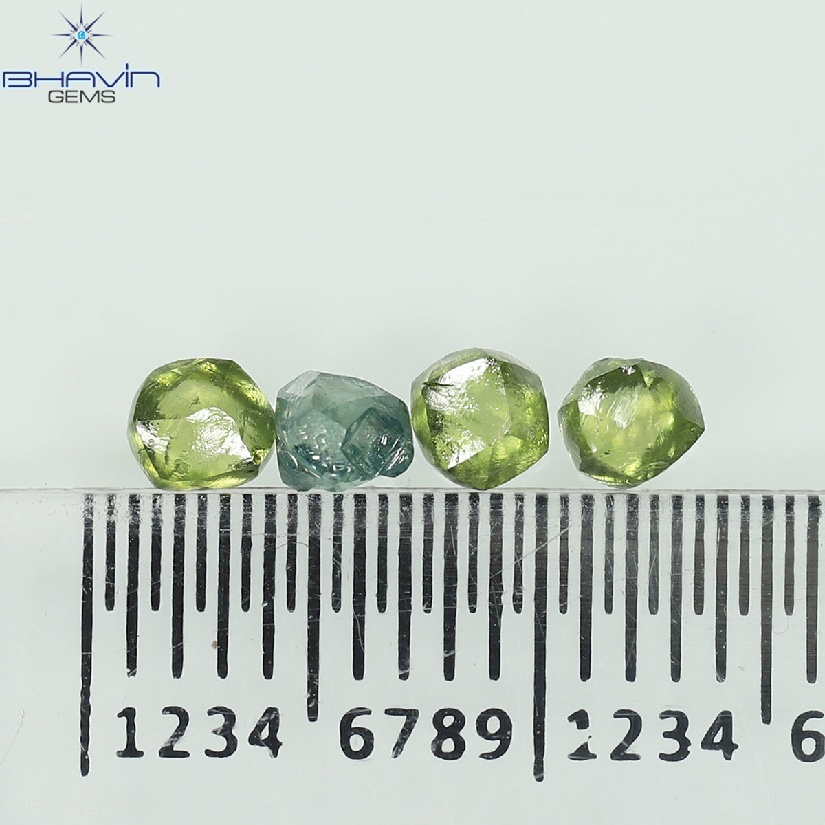0.82 CT/4 Pcs Natural Rough Diamond Enhanced Green-Blue Color Clarity VS-SI (3.30 MM)