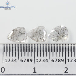 0.70 CT/3 Pcs Pear Slice Shape Natural Diamond Salt And Pepper Color I3 Clarity (6.78 MM)