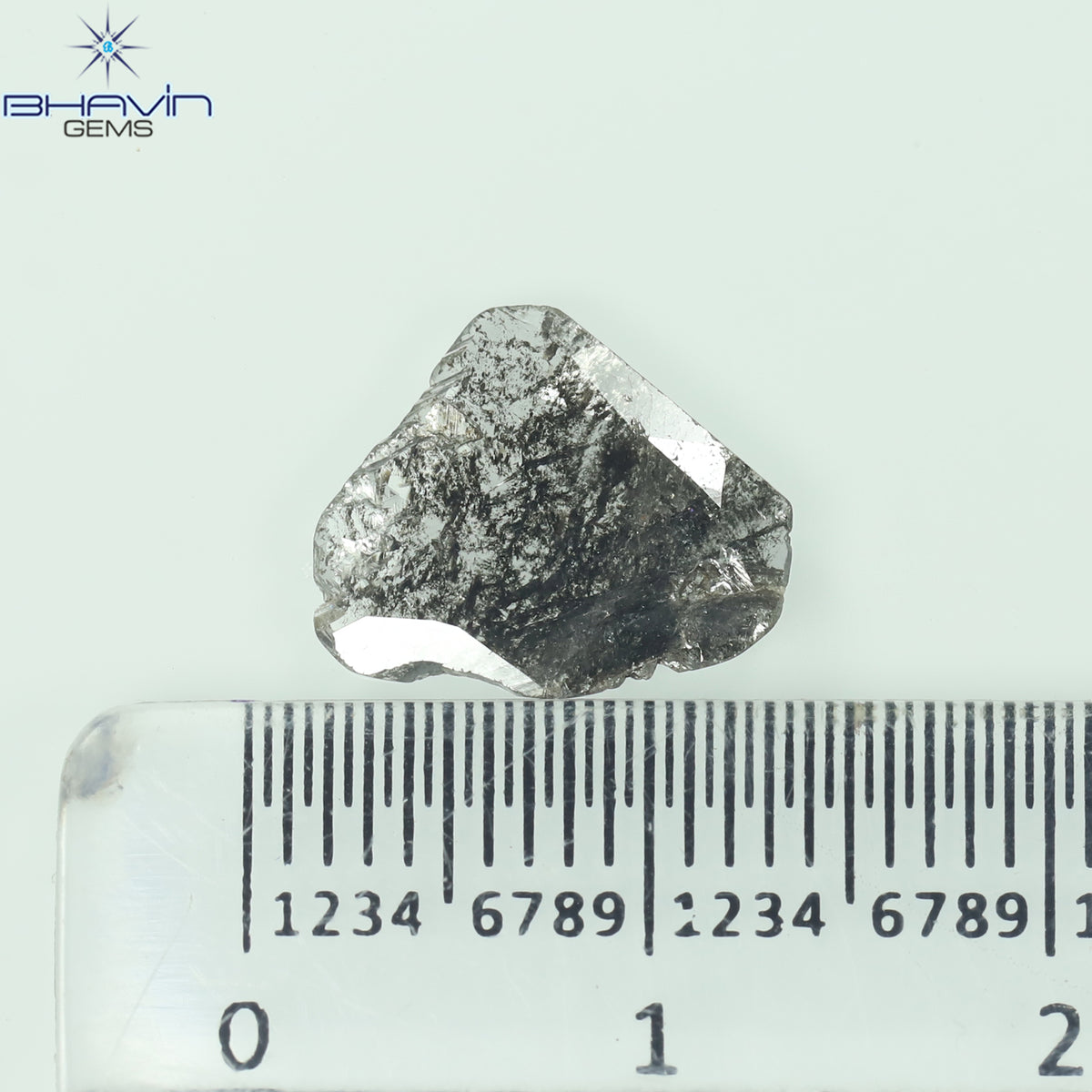 0.95 CT スライス シェイプ ナチュラル ダイヤモンド ソルト アンド ペッパー カラー I3 クラリティ (11.56 MM)