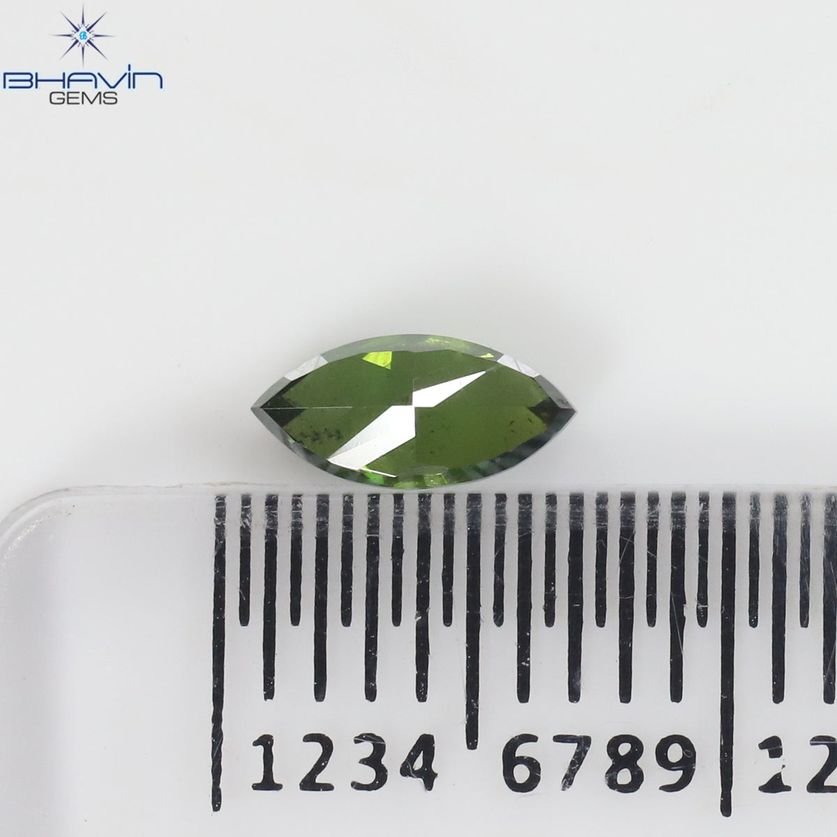 0.34 CT Natural Marquise Diamond Enhanced Green Color Clarity SI1 (6.36 MM)