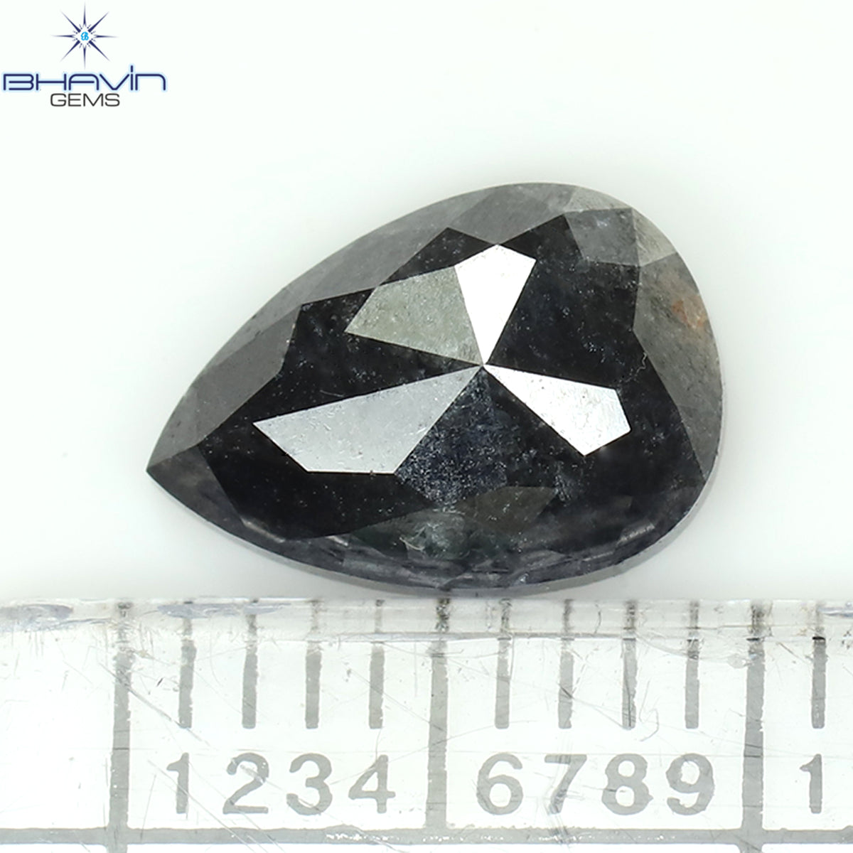 0.42 CT ペアシェイプ ナチュラル ルース ダイヤモンド ソルト アンド ペッパー カラー I3 クラリティ (5.62 MM)