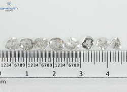 1.32 CT/8 Pcs Natural Uncut Slice Diamond Salt and Pepper Color Clarity I3 (5.57 MM)