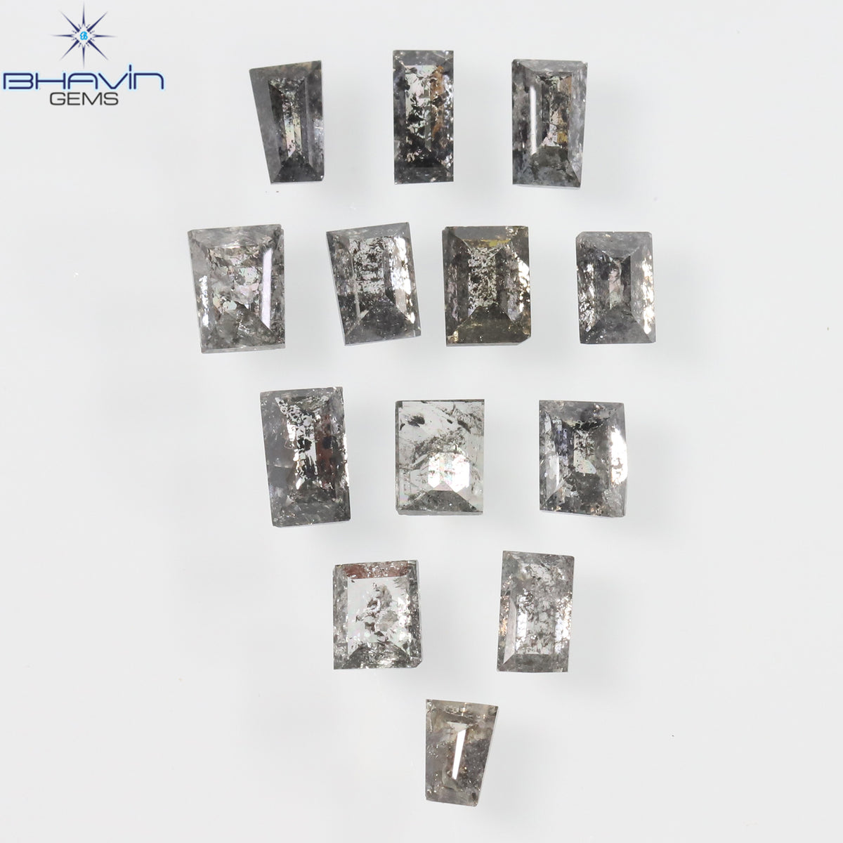 0.83 CT/13 Pcs Natural Square Baguette Diamond Salt and Pepper Color Clarity I3 (3.10 MM)