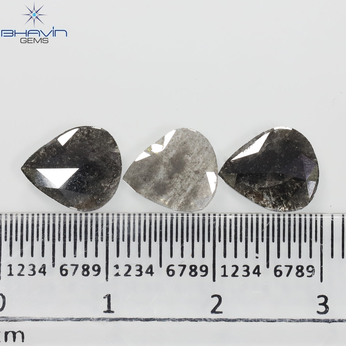 1.75 CT/5 ピース スライス形状 天然ダイヤモンド ソルト アンド ペッパー カラー I3 クラリティ (10.45 MM)