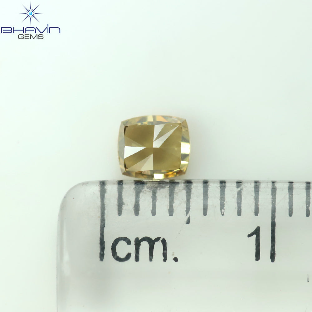 0.39 CT Cushion Shape Natural Diamond Green Orange Color VS2 Clarity (4.27 MM)