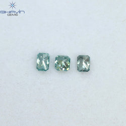 0.29 CT/3 Pcs Radiant Diamond Blue Color Natural Diamond Clarity SI2 (3.18 MM)