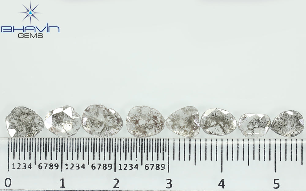 2.53 CT/8 Pcs Slice Shape Natural Diamond Salt And Pepper Color I3 Clarity (7.88 MM)