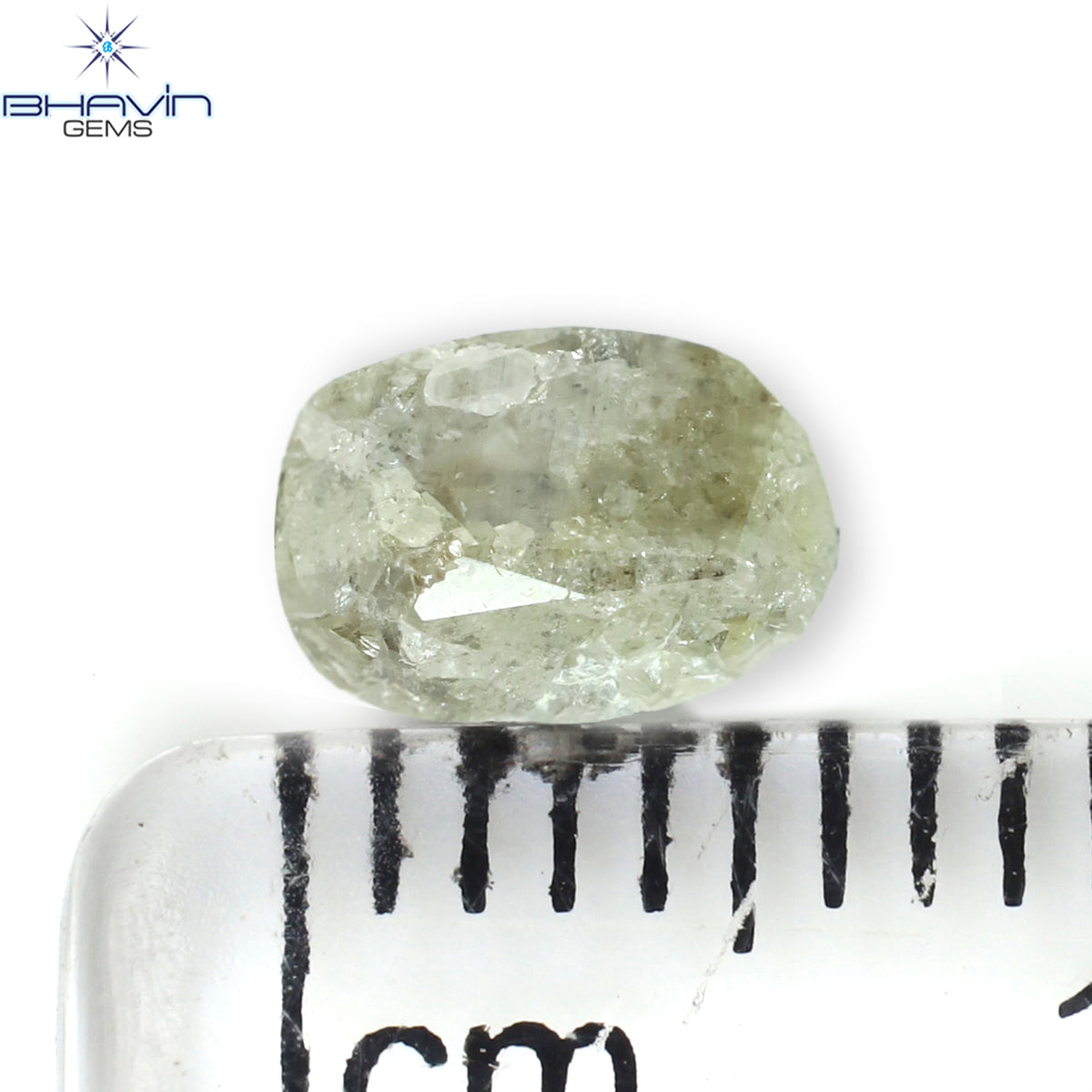 1.05 CT、ノーカット ポルキ シェイプ、天然ダイヤモンド、ブルー カラー、I3 クラリティ (5.42 MM)