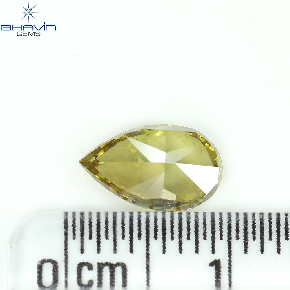 GIA Certified 1.20 CT Pear Diamond Natural Brownish Greenish Yellow Color SI2 Clarity (8.82 MM)