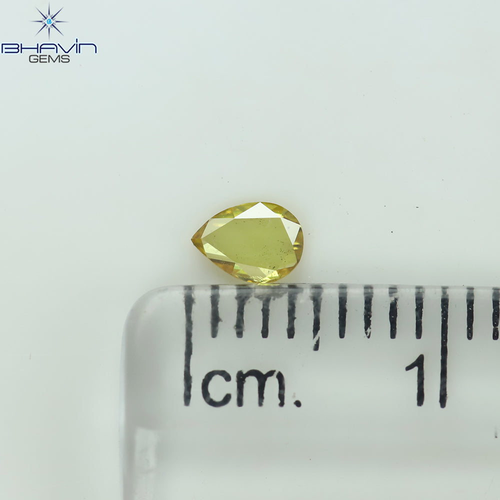 0.13 CT Pear Shape Natural Diamond Orange Yellow Color VS2 Clarity (4.41 MM)